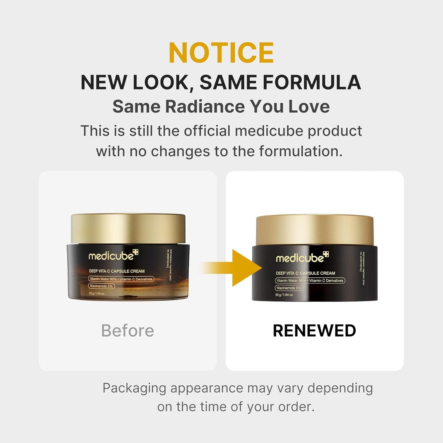 medicube Capsule Cream with Deep Vitamin C | Liposome Vitamin C Golden Capsule for Radiance & Firm-Looking Skin | Hydrating Glow Gel Texture | Korean Skincare, 1.94 oz