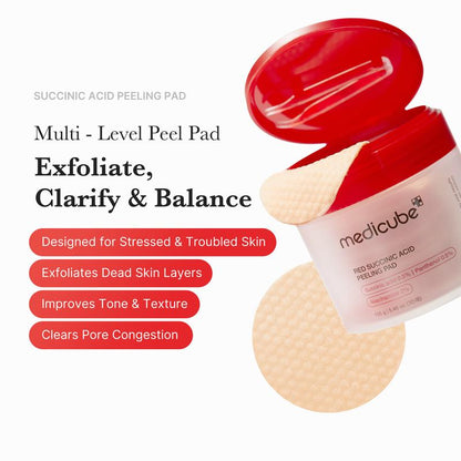 [Medicube] Red Succinic Acid Panthenol Pads | Niacinamide + Salicylic Acid Skincare